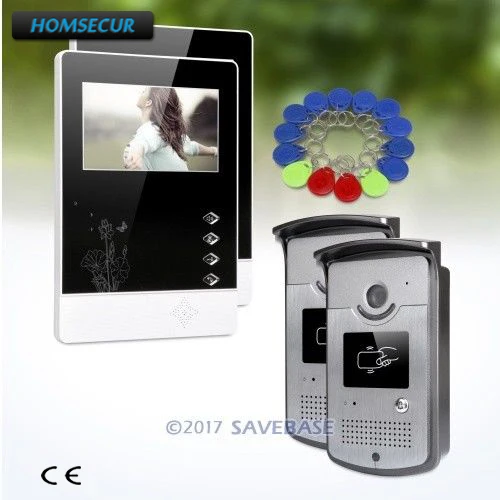 

HOMSECUR 2v2 HAND-FREE 4.3inch Wired Video Door Phone Intercom With Video & Dual-way Audio Communication