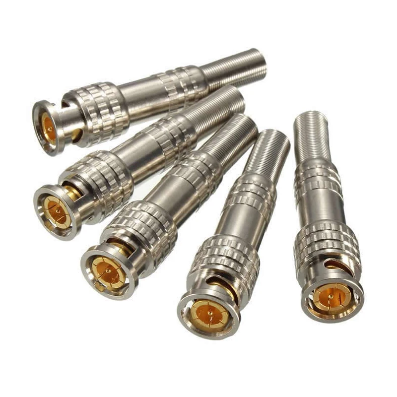 Solder/Solderless BNC Male Plug Connector RG59 Coaxial Cable CCTV Copper Zinc 