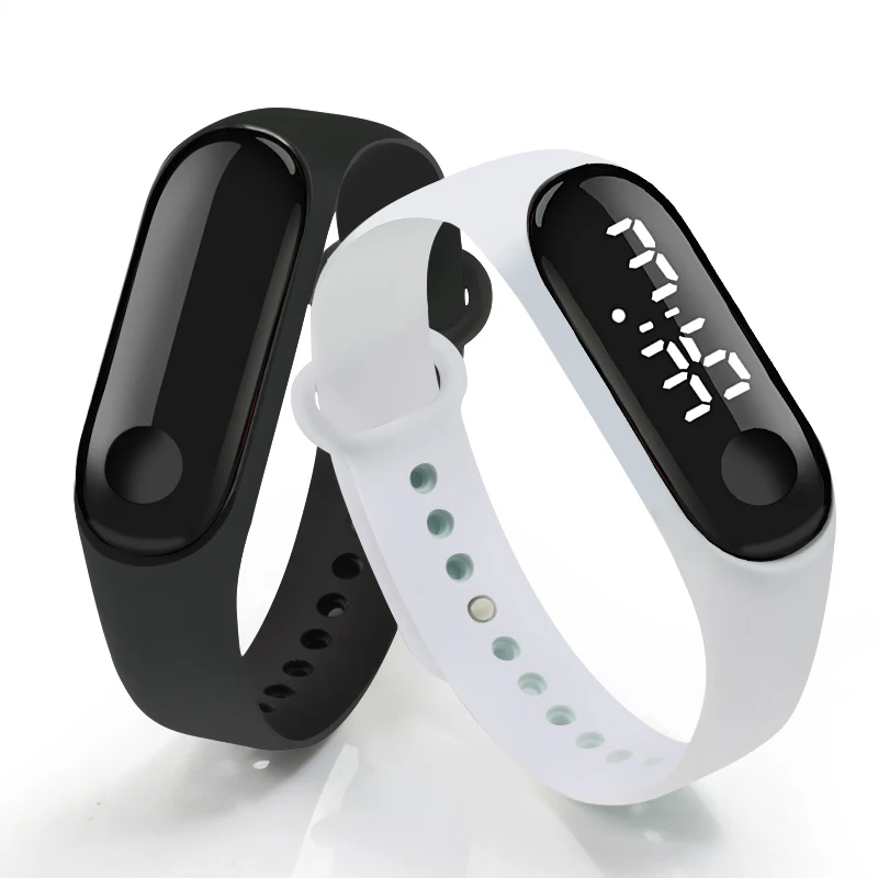 Цифровой сенсорный экран светодиодный дисплей силиконовый ремешок для мужчин и женщин пара наручные часы электронный браслет часы детские спортивные часы