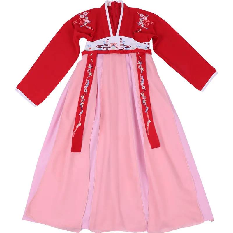 Красный Hanfu Детский костюм для классических танцев Китайский традиционный ханьфу фея платье сценическая одежда костюм для детей SL1086