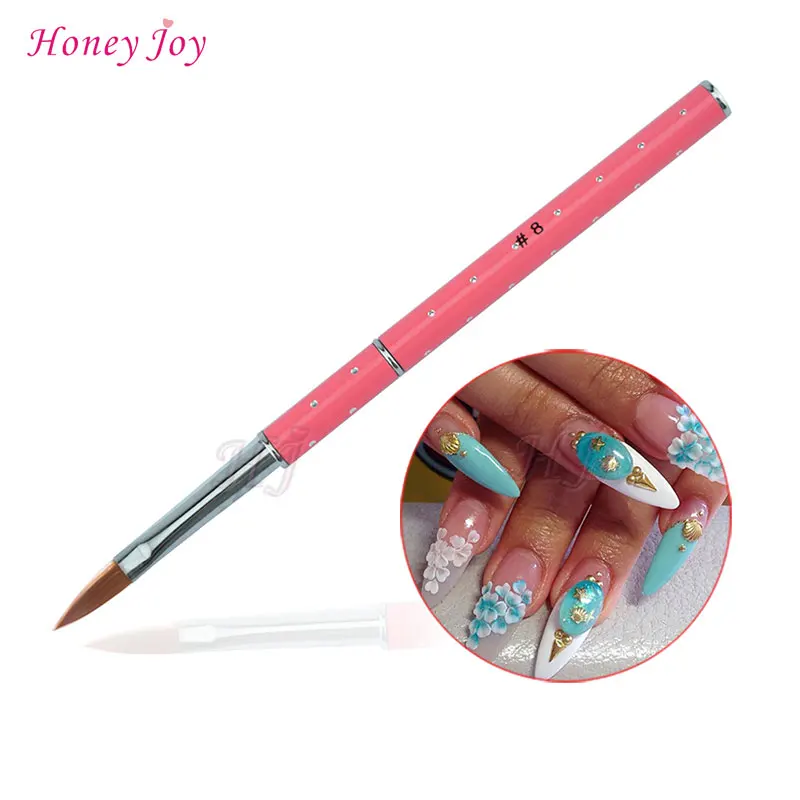 

Pro Pink #8 Detachable Nail Art Kolinsky Sable Acrylic Powder Pen Sculpture Brush Polish Gel Carving Drawing Paint Brush Brushes