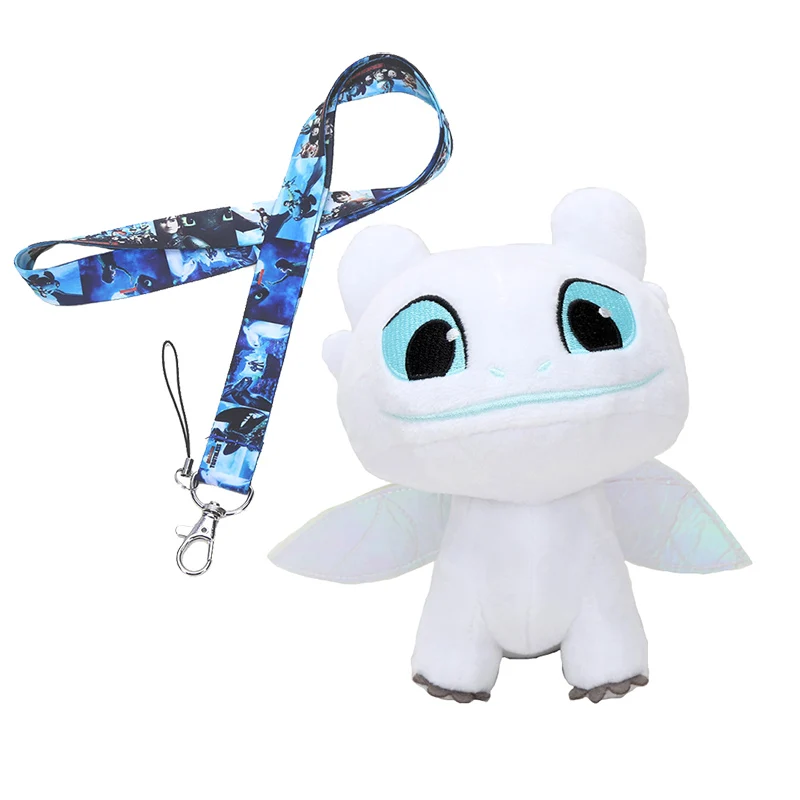 

1set How to train your dragon 3 Light Fury Plush Toy Doll Lanyard Keychain Neck Straps Cute For Collection