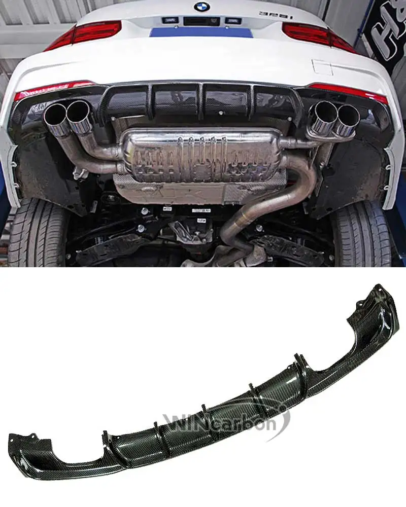 P Style Real CARBON FIBER REAR DIFFUSER 4pipes FOR BMW 3-Series F30 M-TECH M-Sport BUMPER 320i 328i 335i 2012UP