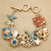 Морской жизни лошадь звезда рыба кристалл коралл якорь тумблер Браслет пляж ювелирные изделия маскарадный костюм
