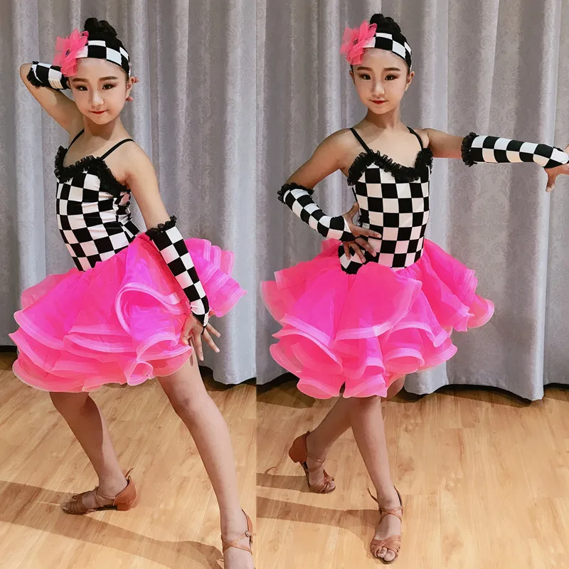 Costume Danza Bambini Abito Da Ballo Latino Bambina Con Paillettes - Crop Top E Gonna Corta, Per Danza E Spettacoli Abito Bambina