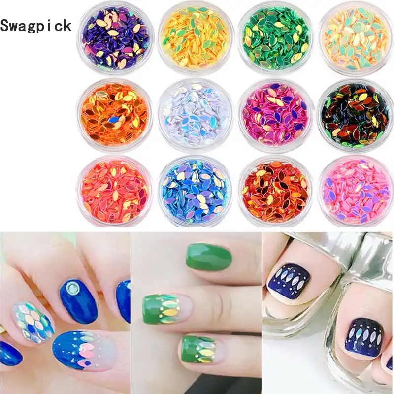 Swagpick 1 Box Horse Eyes Design Small Leaf Nail Sequins 3d Diy Nail Art Decorations Manicure Tools