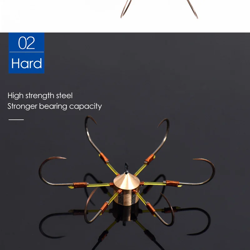 Lawaia Fishing Hooks Hexagon Side Anchors Hook Blade High Carbon Steel Lead Pendant Copper Pendant Strong Tough Sharp Crab Hooks