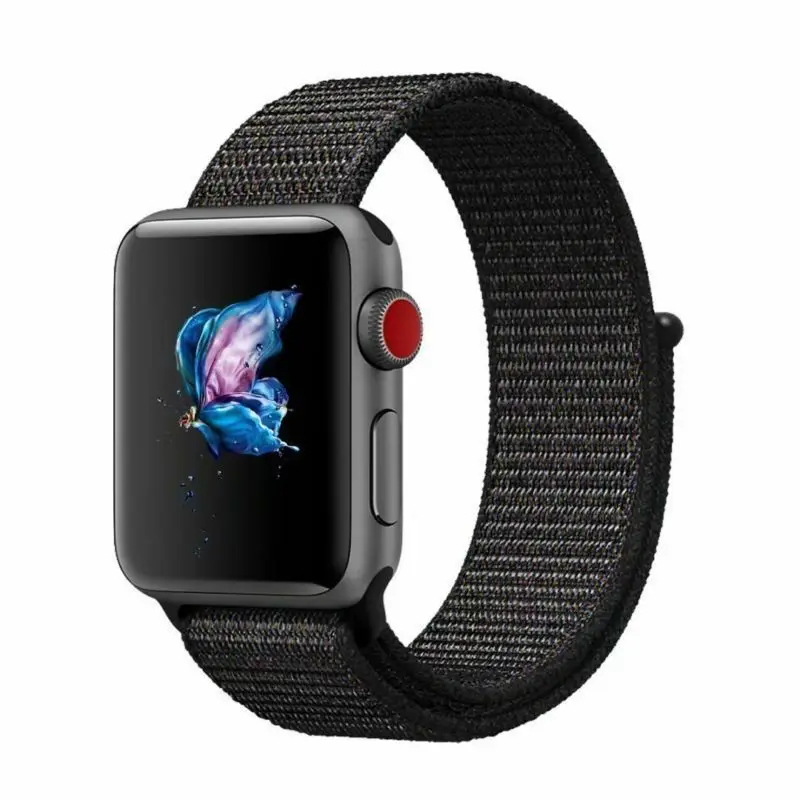 Apple Watch Series 4/3/2/1 38/40/42/44 мм нейлон мягкий браслет для часов Smartwatch Для мужчин женские заменить Для мужчин с Т-образным ремешком; спортивный браслет в наборе, Лидер продаж - Цвет: Black