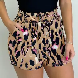 Женские повседневные шорты с леопардовым принтом, лето 2019, Сексуальные клубные шорты с высокой талией