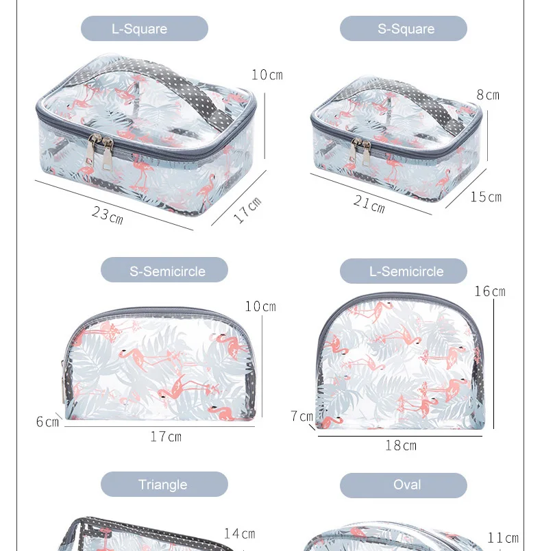 Дорожная косметичка для мытья, прозрачный органайзер для макияжа, фламинго, косметичка для купания, сумка для хранения, ПВХ чехол, водонепроницаемый чехол