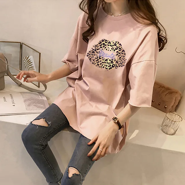 Woman Suit Lips Printed Short Sleeve O Neck T-shirt+Pocket Shorts Pant S-2XL