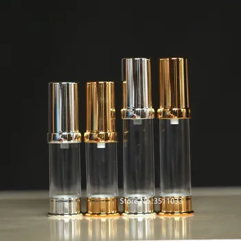 

30pcs Mini 5ml 10ml Airless Pump Bottle Empty Eye Cream Container Lotion and Gel Dispenser Airless Bottle Clear Gold Silver 5g