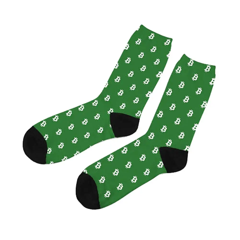 MISS M 1 пара, забавные носки с принтом биткоина, чулочно-носочные изделия из смешанного хлопка, носки для женщин и мужчин, повседневные, необычные, сшитые, цвета: черный, белый - Цвет: Type 4