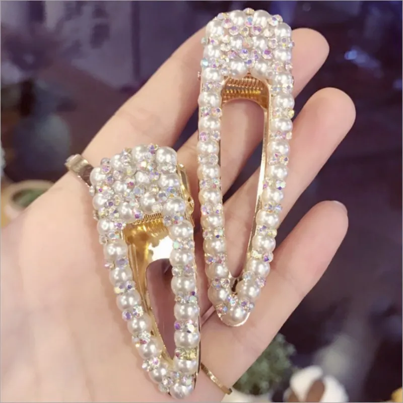

New high-end boutique hair accessories metal diamond super flash drop-shaped duckbill clip bangs hairpin hairpin headwear women