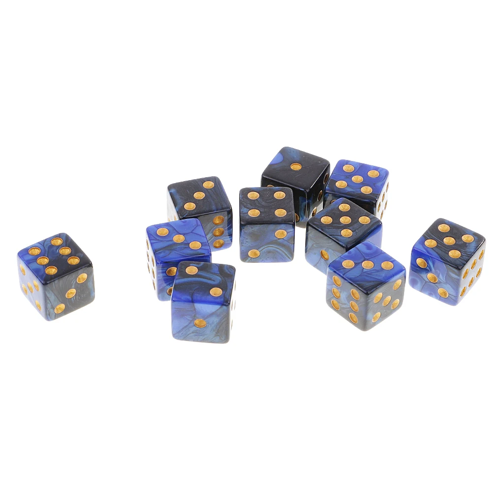 MagiDeal 10 штук шестигранные D6 игральные кости, цифровой набор кубиков для D&D, игры в ролевые игры D6 кубик для настольной игры, пластиковые игральные кости