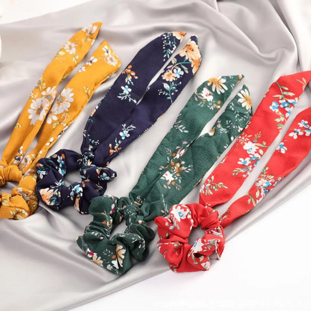 

2019 Hot Bow Streamers Hair Ring Fashion Ribbon Hair Bands Scrunchies Horsetail Tie Solid Color Headwear Hair Accessories