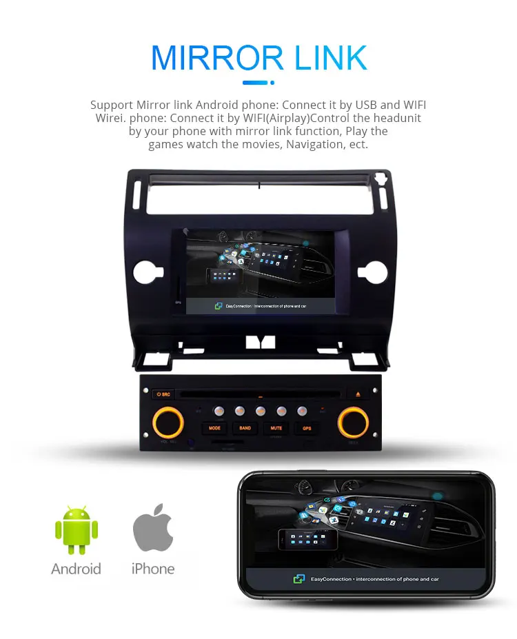 Flash Deal LJHANG Android 9.0 Car Multimedia Player For Citroen C4 C-Triomphe C-Quatre 2004-2012 WIFI GPS Navi 1 Din Car Radio Stereo Audio 6