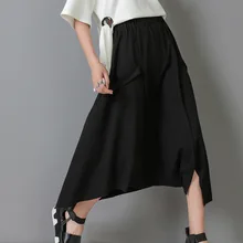 1340 летняя юбка в стиле хип-хоп Женская необычная индивидуальная черная юбка с завышенной талией Женская Асимметричная уличная Юбка Femme