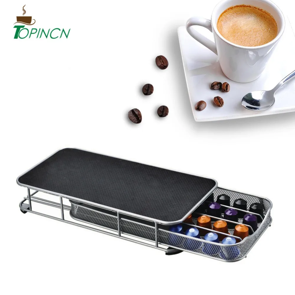 Topincn Coffee Pod Holder Storage Drawer Hold 40pcs Capsule Holder