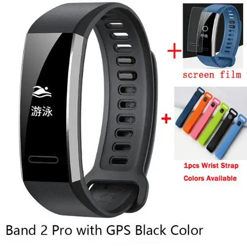 Браслет huawei Band 2 pro B29 B19 для монитора фитнеса 50 м для плавания водонепроницаемый Bluetooth oled-браслет для мужчин и женщин - Цвет: black with GPS