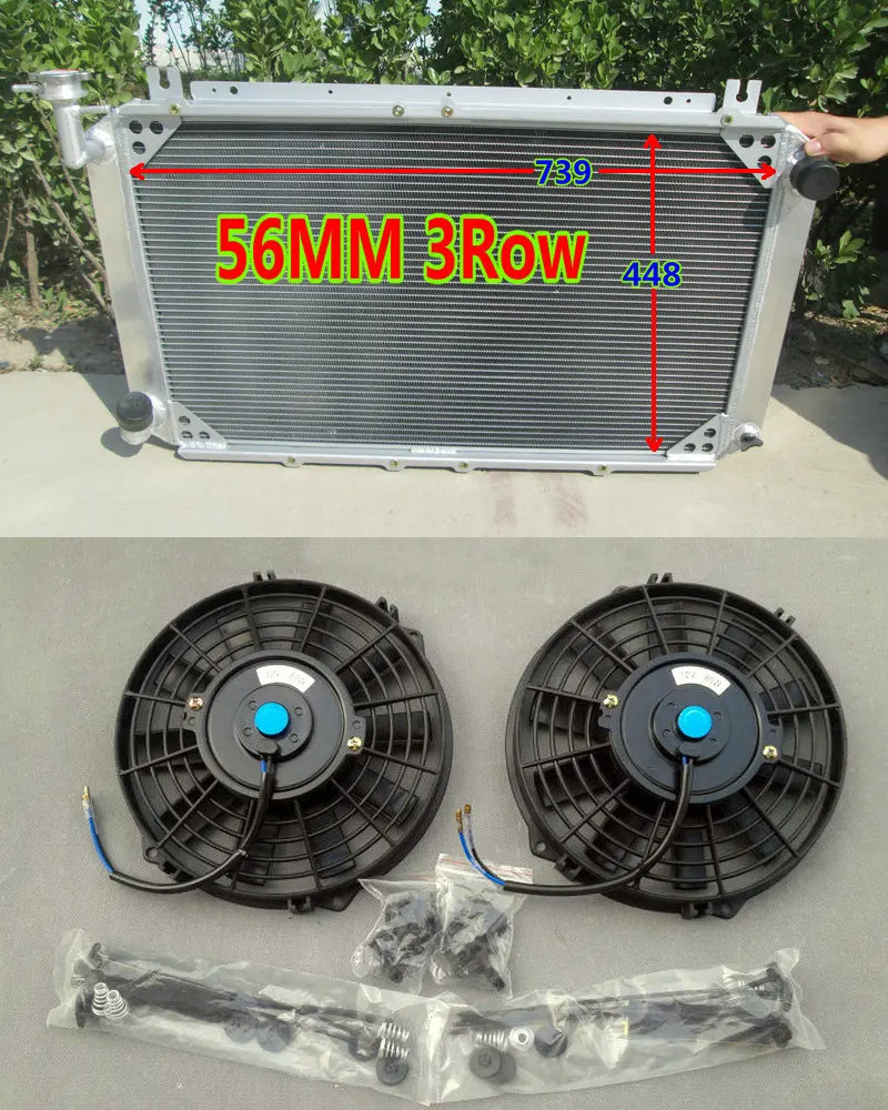 

3ROW 56MM Aluminum Radiator & Fans FOR NISSAN Patrol GQ SAFARI 2.8L/4.2L 4200cc DIESEL RD28T TD42 I6 & 3.0L RB30S PETROL Y60 87