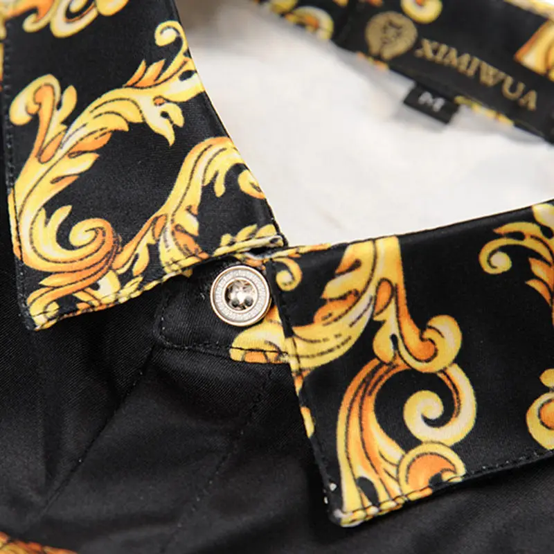 EDSON ARANTES Fashion Male Shirt Vintage Baroque Palace Gold Flower Shirt Long Sleeve Korean Casual Slim Fit Luxury Men Shirts (8)