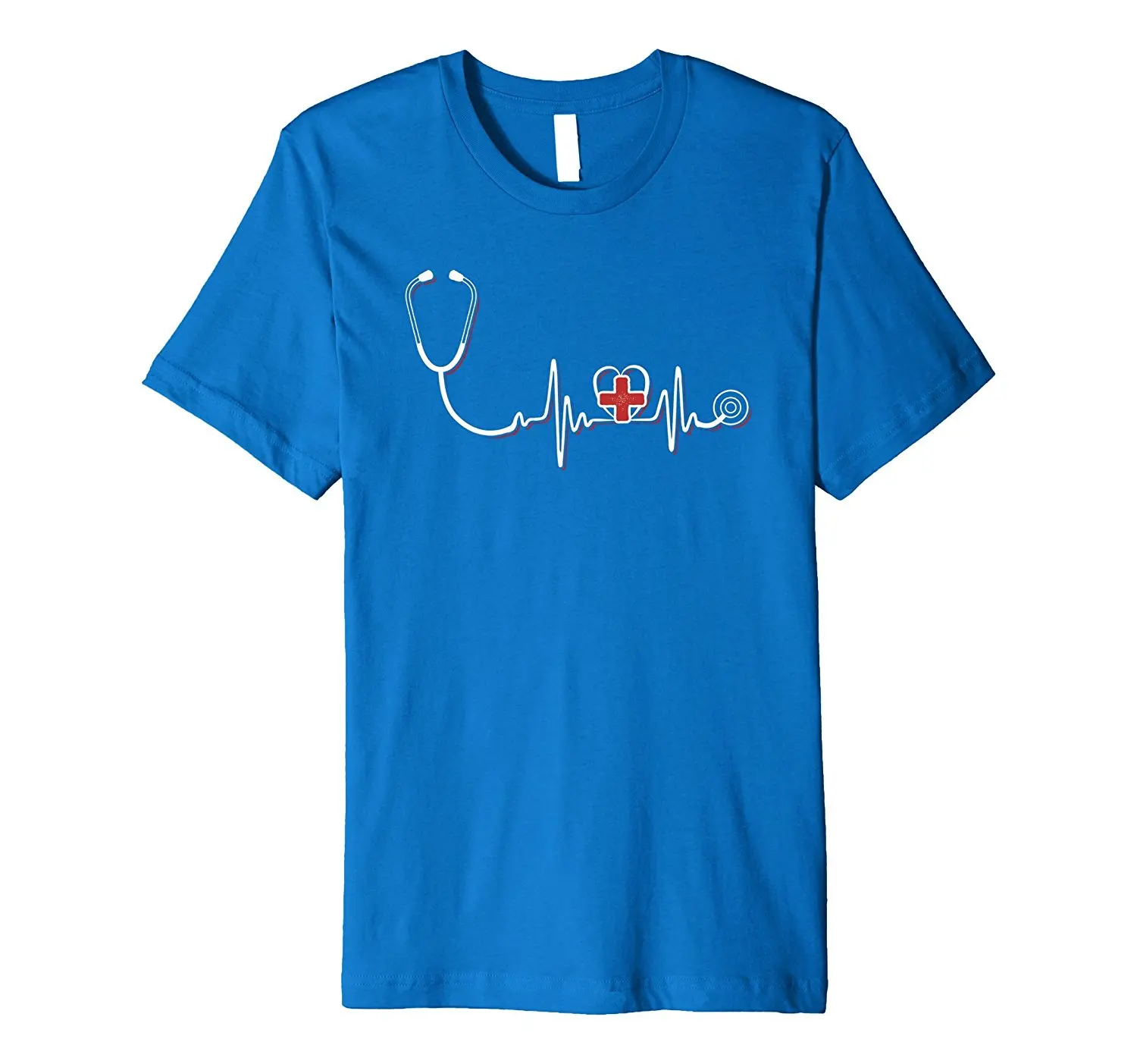 Nurse Heartbeat T Shirt Gift Nursing RN EMT Doctor Stethoscope Brand