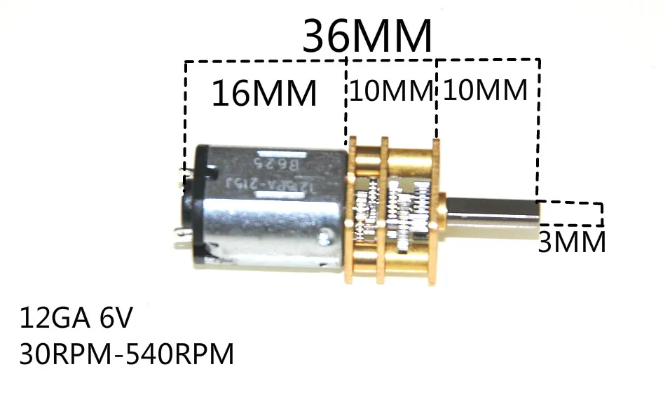 Миниатюрный Электрический редуктор постоянного тока 12GA 6 в металлический