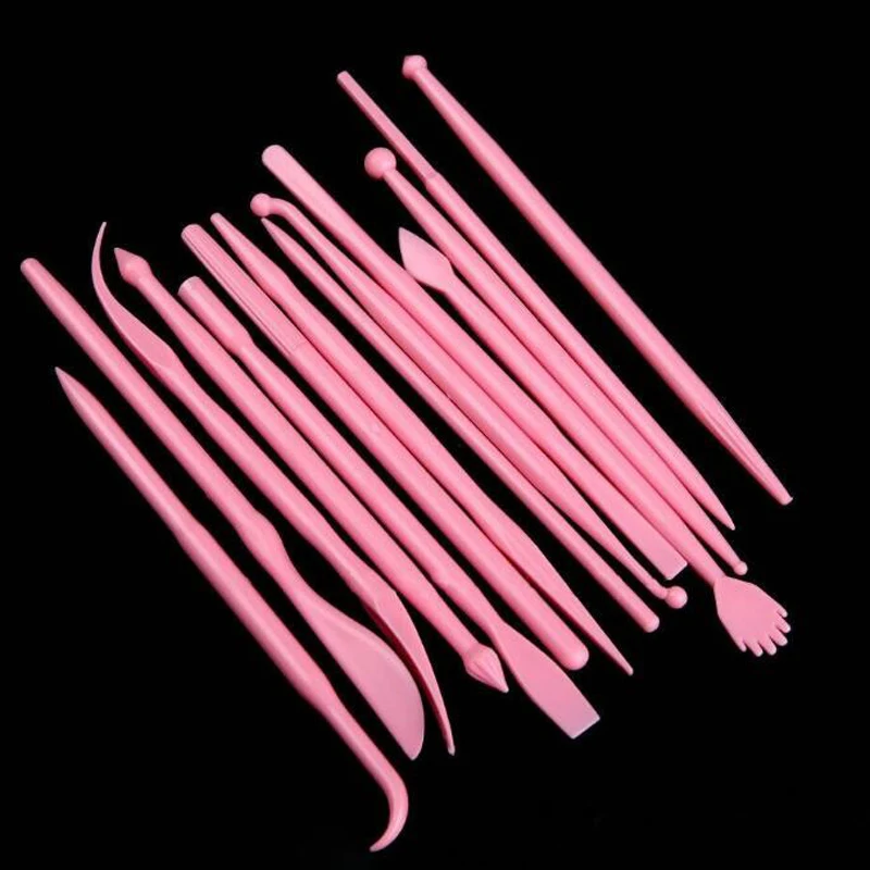 

14pcs/set Baking Tools Mini Fondant Flower Sculpture Group Tools Craft Clays Tool Cake Biscuit Cookie Cutter Engraved Pen Red