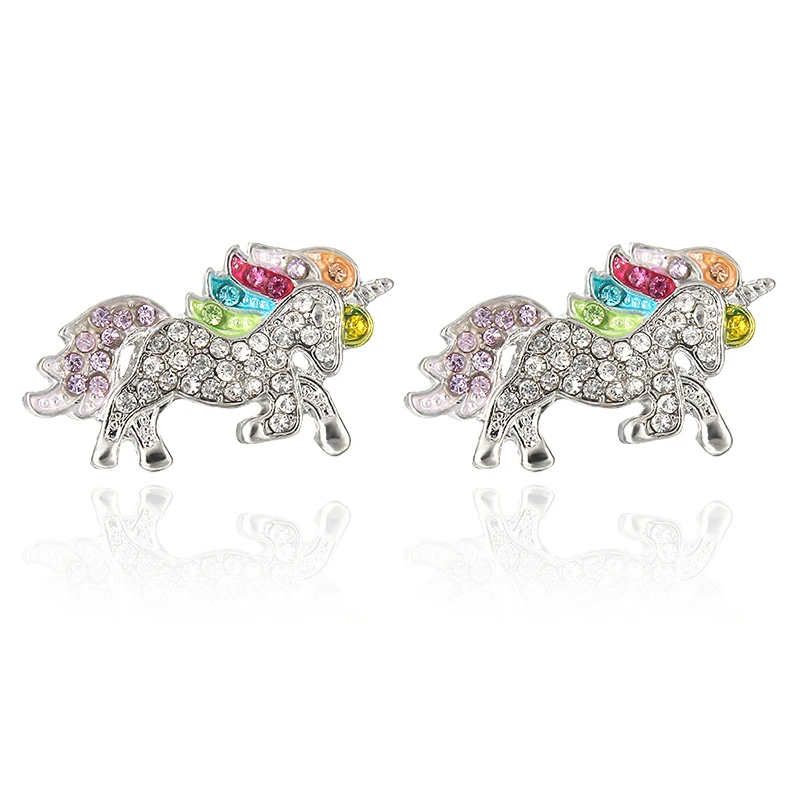 Wedding Stud Earrings Jewelry Crystal Unicorn Cute Animal Small Earrings Women Girl Birthday Gift Jewelry Party Accessories