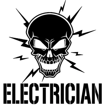 

17.8CM*18.4CM Skull and Lightning Bolts Electrician VInyl Electric Sticker Car Accessories Car Sticker Black Sliver C8-1066