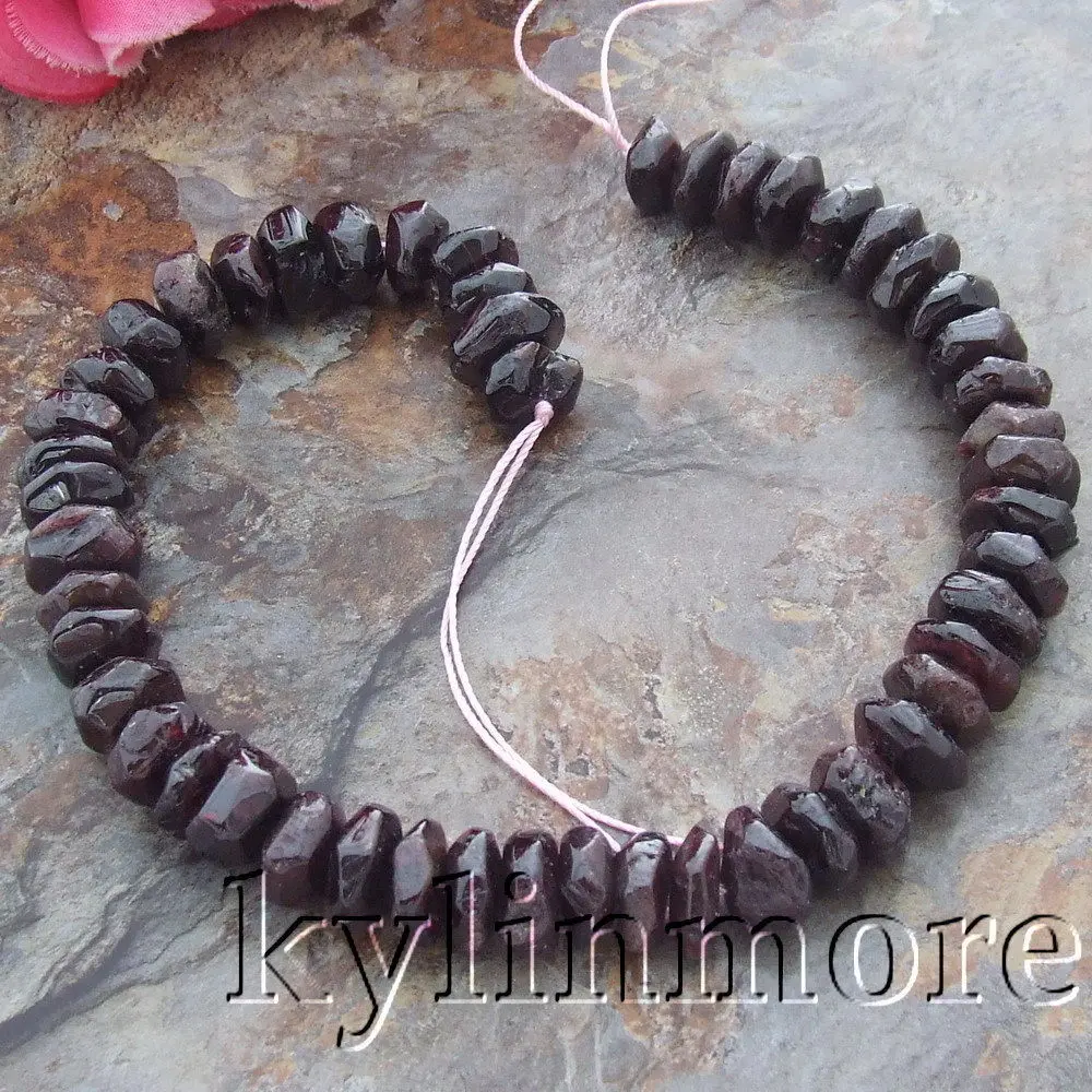 

8SE10975 8x15mm Natural Red Garnet Rondelle Beads 13.5" Strands