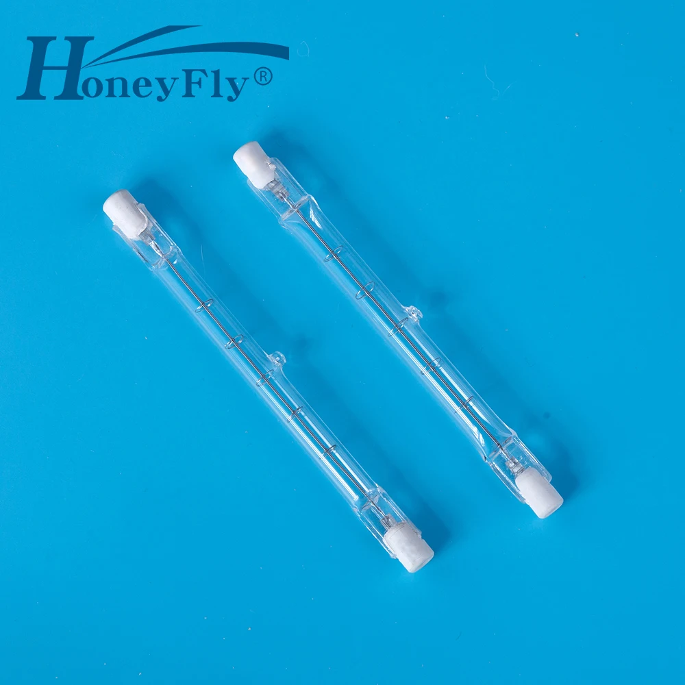 

HoneyFly 10pcs 125mm Linear Halogen Lamp Bulbs J125 220V 1000W R7S Double Ended Filament Flood Lights Quartz Tube