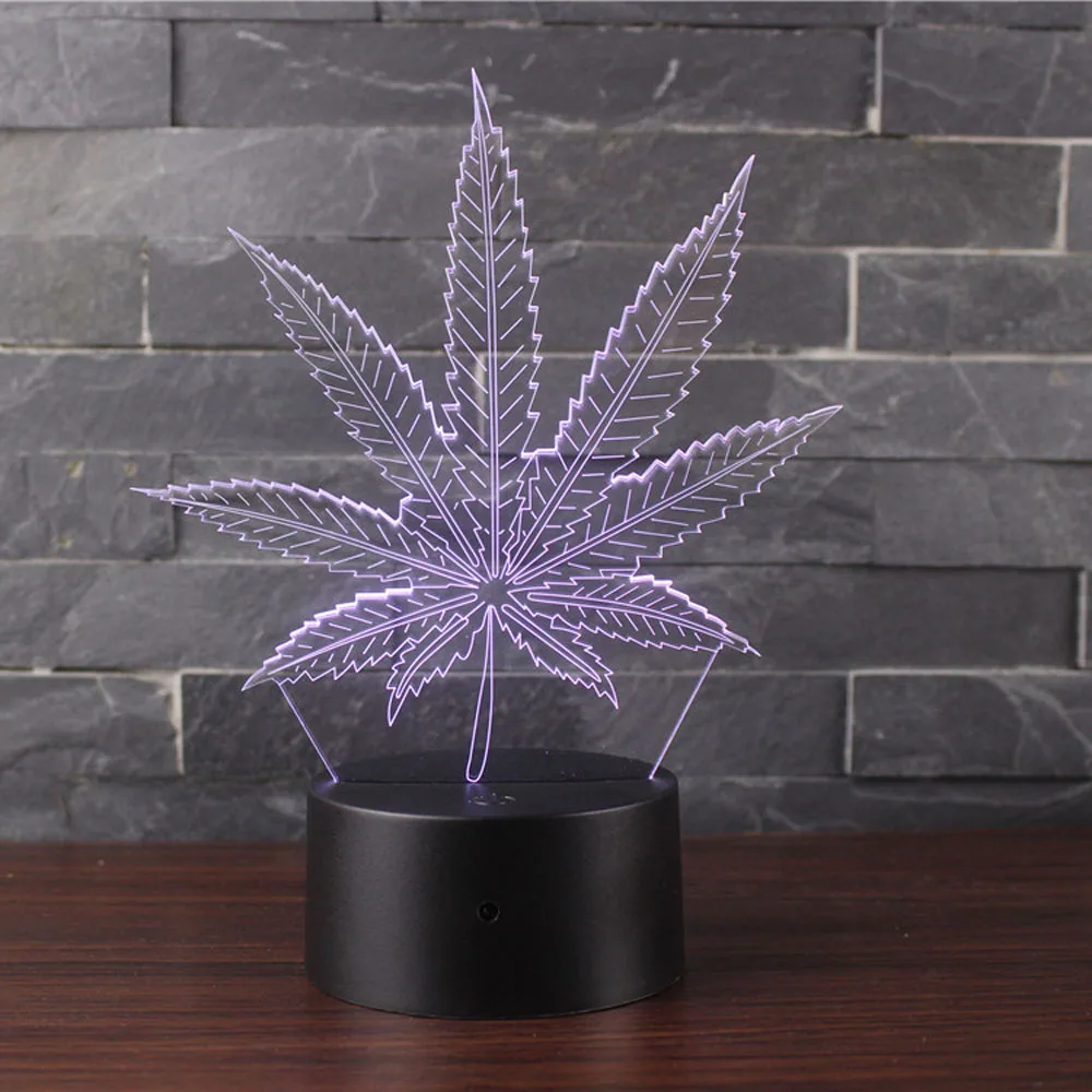 Maple Leaf 3D Night Lights LED Touch Switch Weed Leaves Creative Usb 7