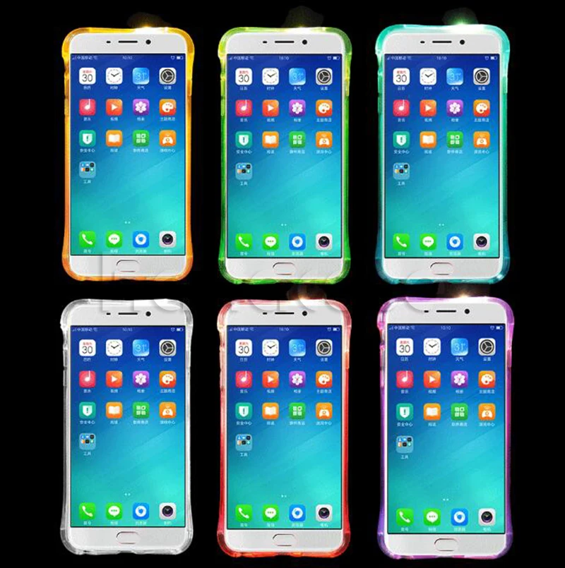 50 шт. Мягкий чехол из ТПУ для Samsung Galaxy J7 J5 Prime LED Flash Light Up прозрачный защитный