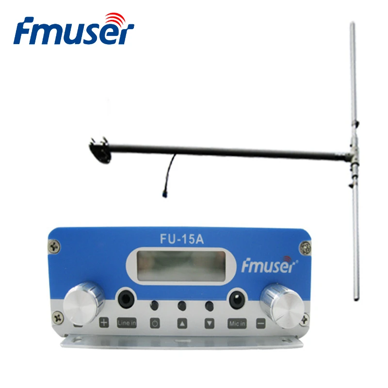 FMUSER FU-15A, 15 Вт, fm-радио передатчик, набор, длинный диапазон, fm-передатчик для вещания, для fm-радиостанции+ дипольная антенна, комплект CZE-15A