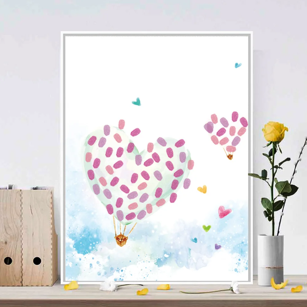 Creative Fire Balloon Fingerprint Canvas Art Print Fine Art Painting