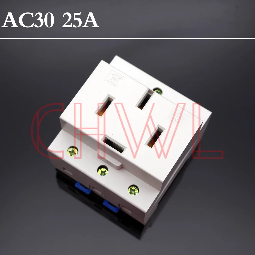 

AC30 SERIES Three Phase US EU 4 Pin Plug 35mm Din Rail Mount Modular socket 25A 440V AC FREE SHIPPING