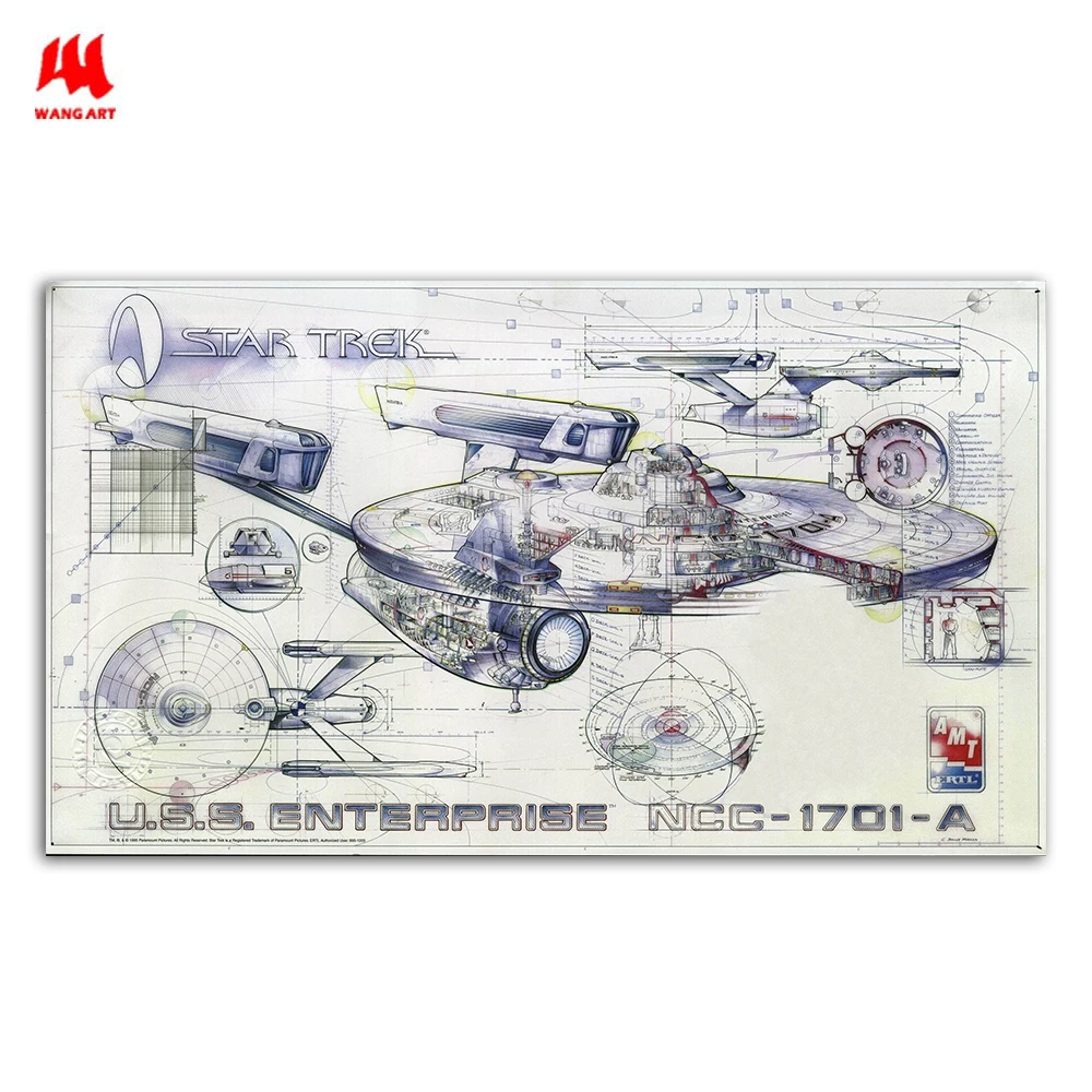 Star Trek Spaceship Blueprints Poster Space Nebula Fantasy Canvas Print ...