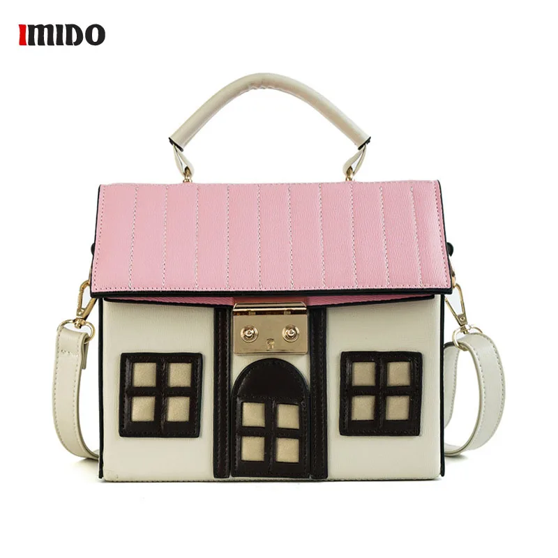 

House Shaped Women PU Leather Handbags Women Casual Handbag Cartoon Shoulder Bag Crossbody Messenger Bag Ladies Bolsa Handbag