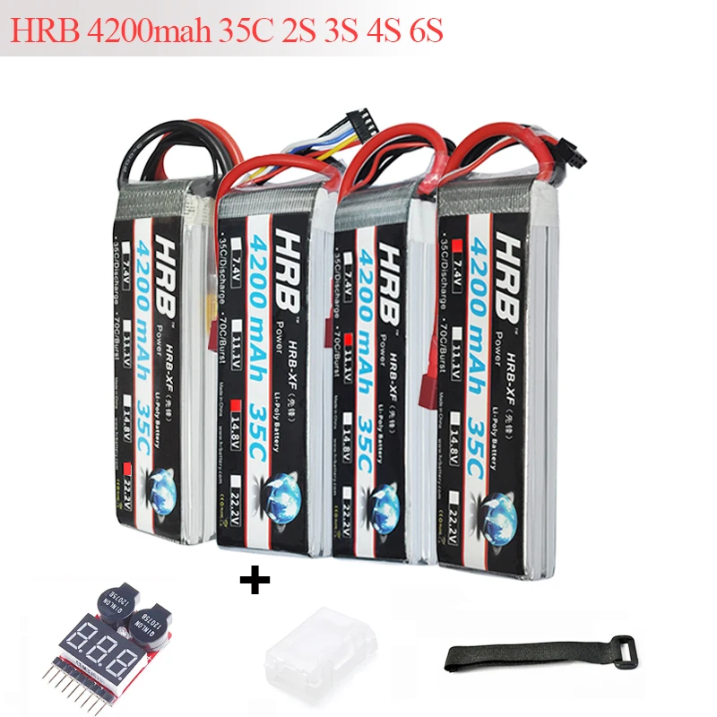 

HRB 4200mAh Lipo battery 2S 3S 4S 5S 6S 7.4V 11.1V 14.8V 22.2V 35C MAX 70C RC AKKU For four axi Helicopter RC Car Airplane