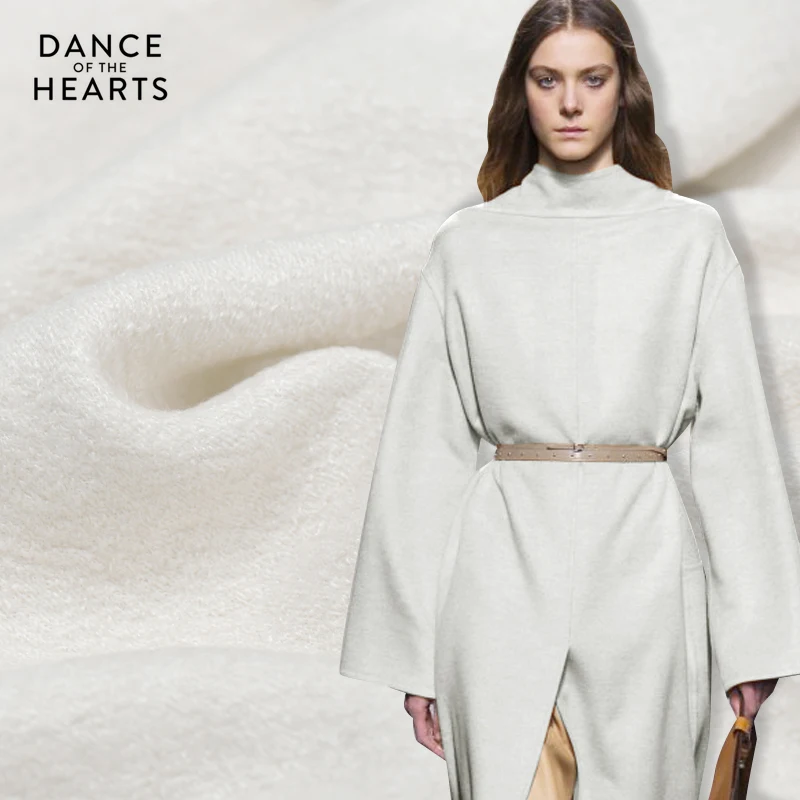 

Delicate soft knitted wool fabric shawl knit sweater fabric white coat knitted wool fabric wholesale wool cloth