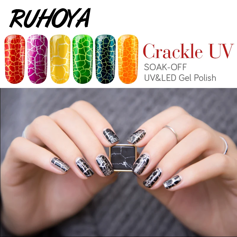 Ruhoya все 12 шт набор Потрескивающий УФ гель для ногтей замачиваемый праймер