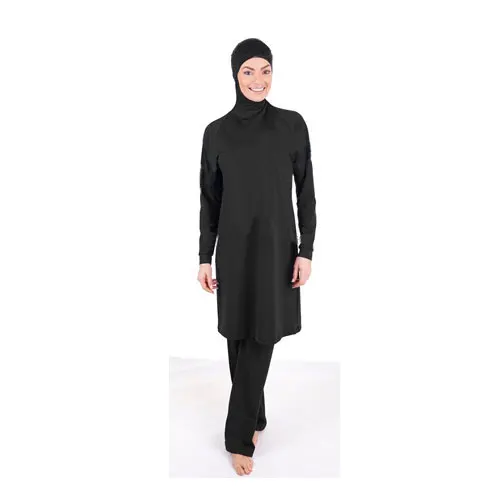 Однотонный Мусульманский купальник женский мусульманский купальный костюм Пляжная одежда - Цвет: black