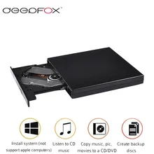 Deepfox-Unidad óptica externa USB 2,0, Combo de DVD, unidad quemadora de CD-RW ROM para PC, Mac, portátil y Notebook