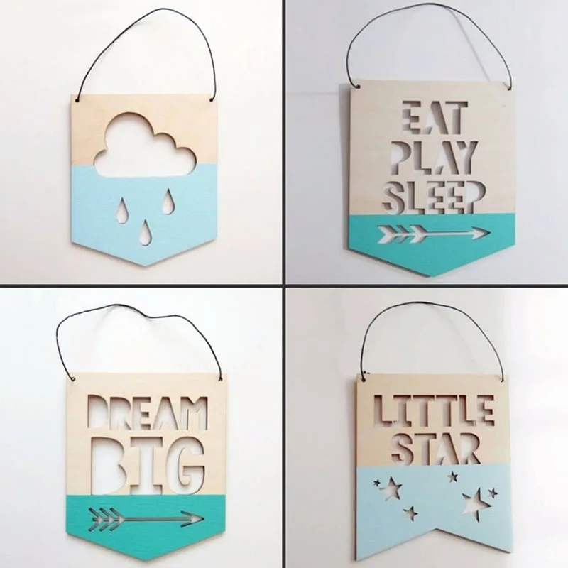 

Wooden Hanging Decorations Nordic Style Slogan Banner Photography Props Garland Ornament For Kids Room Nursery Decor mascot