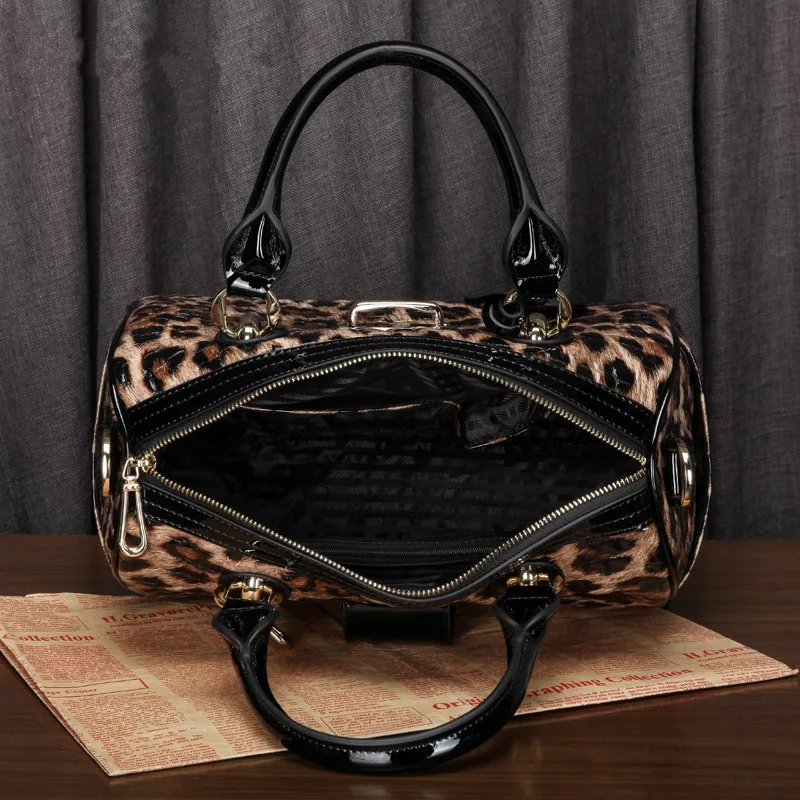 Женская сумка из натуральной кожи \ сумка с леопардовым принтом, женская большая сумка через плечо, Дамская подушка, сумка через плечо~ 18B59