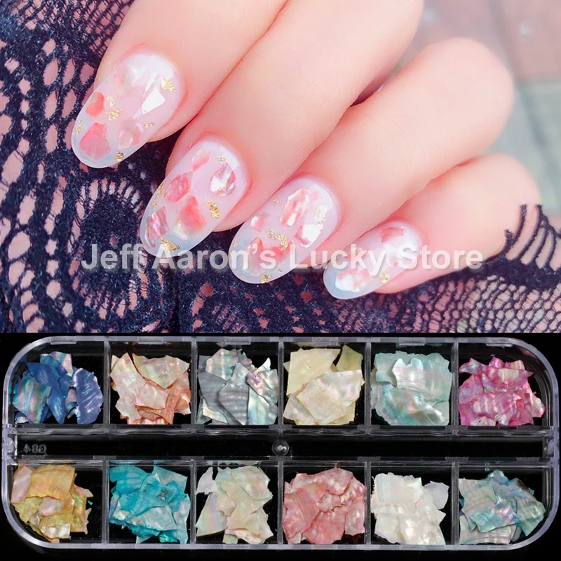 

12 Colors Nails Abalone Shell Fragments Texture Natural Sea Shell 3d Glitter Nail Art Decoration Powder Sequins Beauty Tools