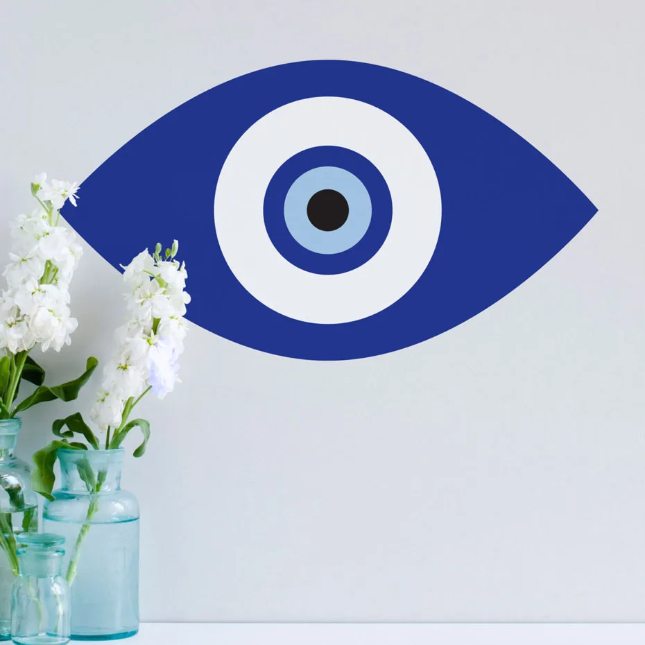 

Blue Big Eyes Wall Sticker Abstract Vinyl Interesting Wall Art For Bedroom Art Decoration Removable Wall Mural Home Decor
