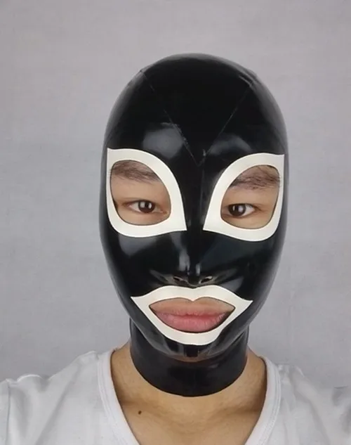 100 natural latex rubber head hood cosplay Mask with open eyes/mouth
